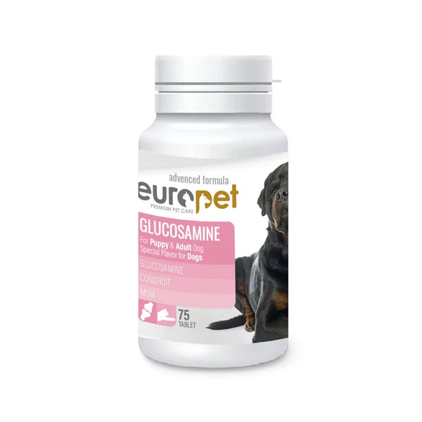 قرص تقویت مفاصل گلوکزامین سگ یوروپت مدل glucosamine بسته 75 عددی