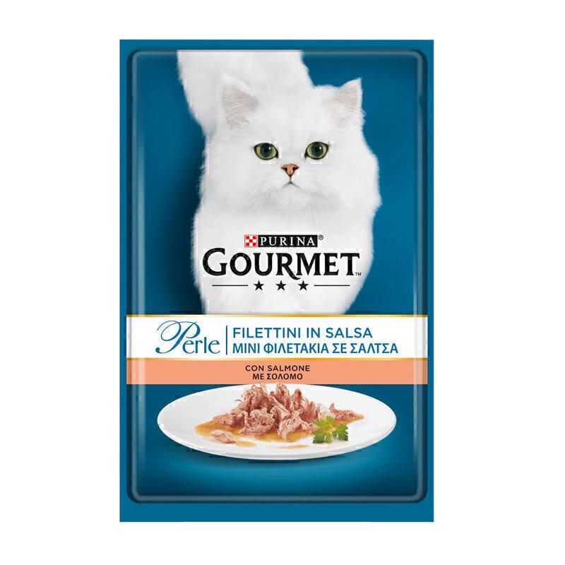 پوچ گربه گورمت با طعم ماهی سالمون Gourmet Perle Salmon وزن 85 گرم