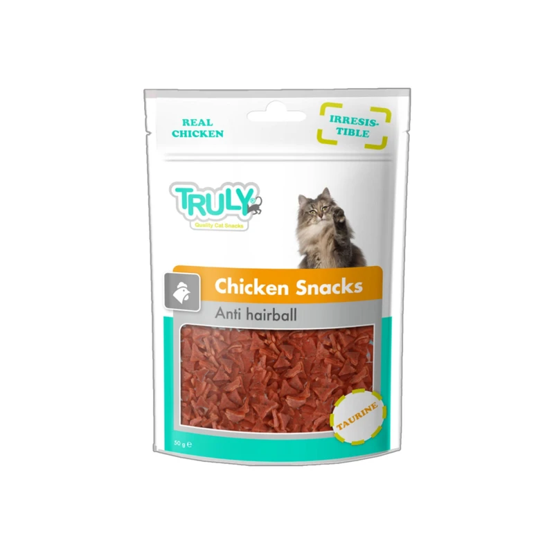 تشویقی گربه ترولی مدل Chicken Snacks anti hairball وزن 50 گرم