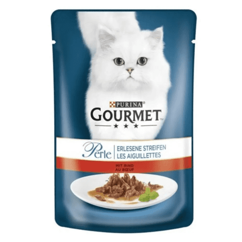 پوچ گربه گورمت با طعم گوشت گاو در سس وزن 85 گرم