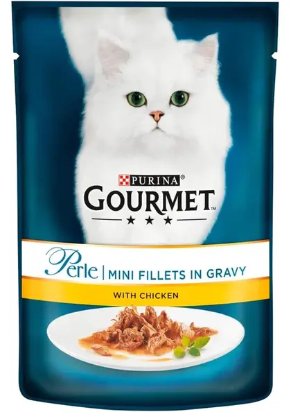 پوچ گربه گورمت با طعم مرغ Gourmet Perle Chicken وزن 85 گرم