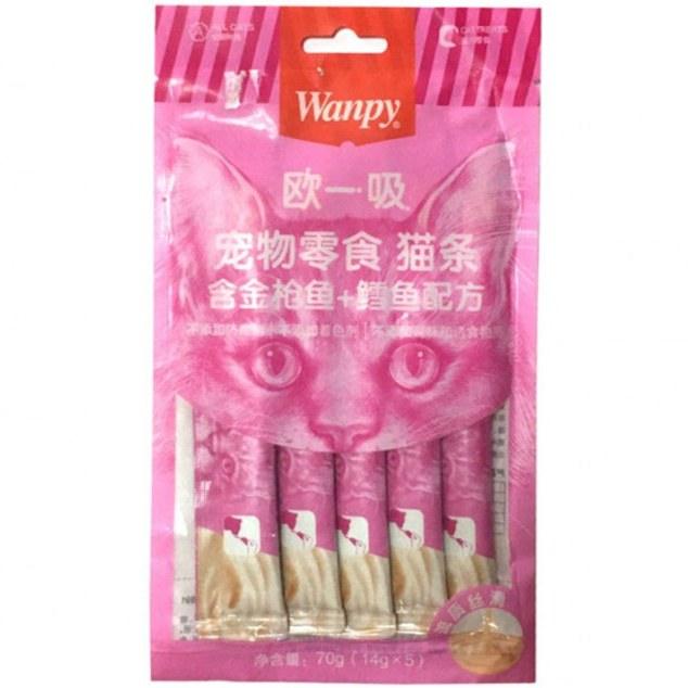 بستنی گربه برند ونپی چینی نویس طعم ماهی تن و ماهی کاد وزن 15 گرم